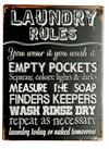 Metal skilt 26x35cm Laundry Rules - Se flere Metal skilte og Spejle